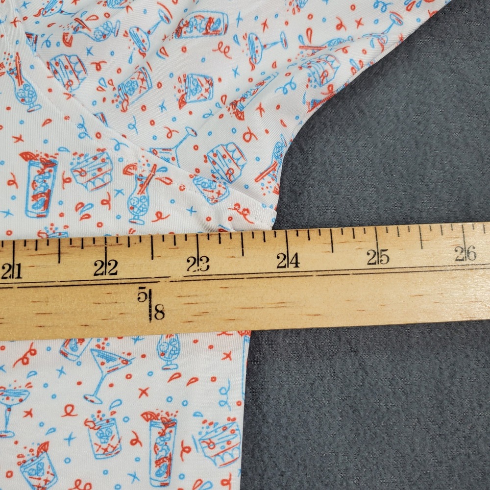 Maelreg Mens XL Performance‎ Polo Shirt White Cocktail Drink Print Short Sleeve - Picture 5 of 7